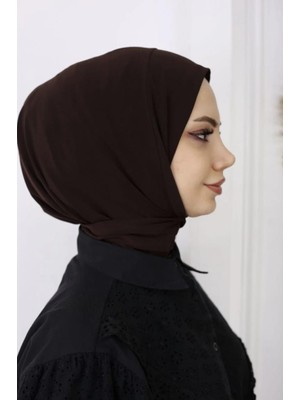 Fresco Scarfs Kadın Tesettür Çıt Çıtlı Hijap Bone Hazır Türban Eşarp Şal Acı Kahve