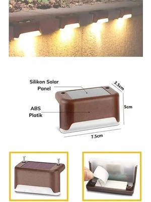 MERİVİA 4 Adet Solar Merdiven LED - Kahverengi Kasa (5405)