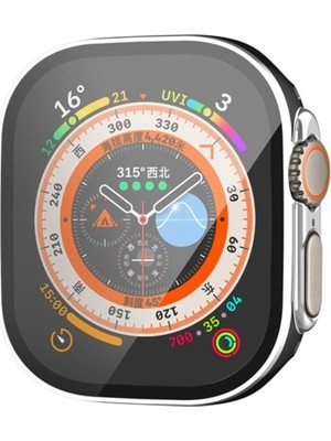 İlk El Grup Apple Watch Ultra 49MM Legend Camlı Kasa Ekran Koruyucu - Siyah-Gümüş