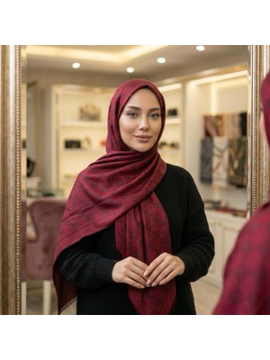 Revam Collection G Desen Çift Taraflı Pamuk Şal Bordo