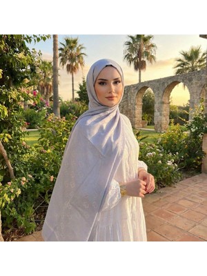 Revam Collection G Desen Çift Taraflı Pamuk Şal Gümüş Gri