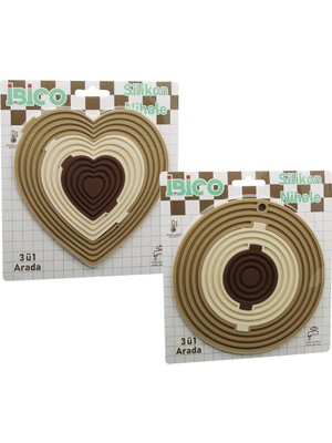 Cm Store 3in1= Bütün - 3 Boya Ayrılır   Silikon  Mat - Nihale  KALPLİ=7.7-12.5-19CM   Yuvarlak=7-12.5-19.5cm (5067)