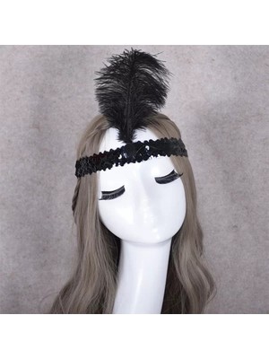 SHC4200 Yılbaşı Saç Tüyü Saç Bandı Siyah Renk