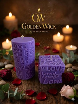 Moresun Golden Wick Lavanta “ı Love” Kare Mum 2'li