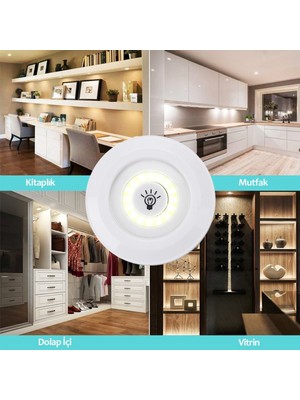 Cm Store 3'lü Uzaktan Kumandalı Pilli Yapışkanlı Kablosuz LED Spot Lambalar (5067)