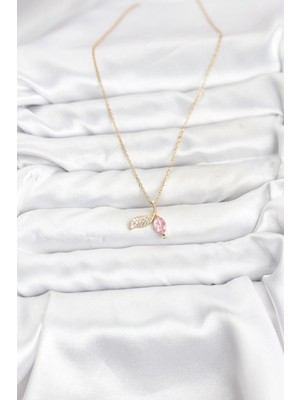 Senka Mey Ithalat® 316L Çelik Zincir Gold Renk Balık Kuyruğu Model Zirkon Taşlı Kadın Kolye