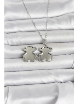 Senka Mey Ithalat® 316L Çelik Zincir Gümüş Renk Ayıcık Model Açılabilir Kadın Kolye