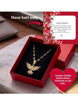 Pigna Aksesuar Anneler Günü Hediyesi Gold Anka Kuşu Çelik Kolye - Özel Kutulu ve Hazır Kart Notlu