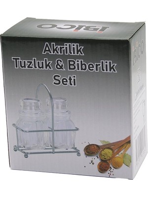 Cm Store 2 Pcs Şeffaf Kapak Akrilik Tuzluk - Biberlik - Baharatlık Metal Standlı Kare - Bombeli (5067)