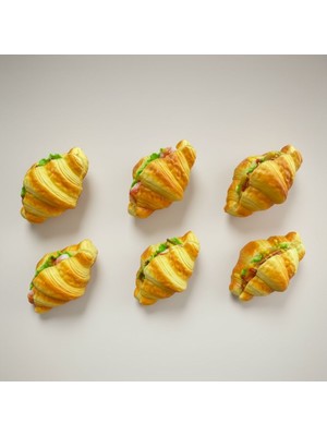 Vitrin Accessories Gerçekçi 3D Dolgulu Kruvasan Magnet Mutfak, Buzdolabı, Ofis ve Hediye Için Dekoratif Ürün 3 Adet