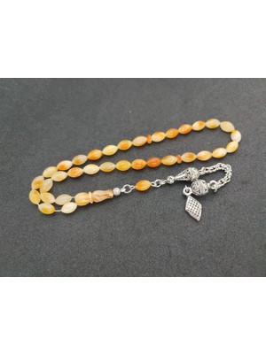 İskeçe Tesbih Kaçkar Usta Eseri̇ 9.44 gr 475 Ayar Gümüş Püsküllü 7,49 gr Mat Kaya Damla