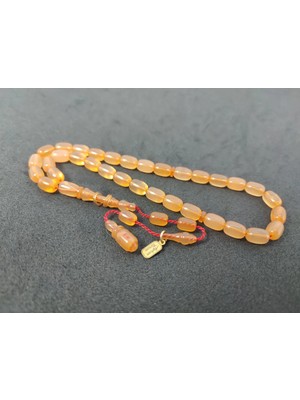 İskeçe Tesbih Ayhan Turan Usta Eseri̇ 0.6 mm Deli̇m Halkalı Imame Tam El Boy Sıkma Kehri̇bar