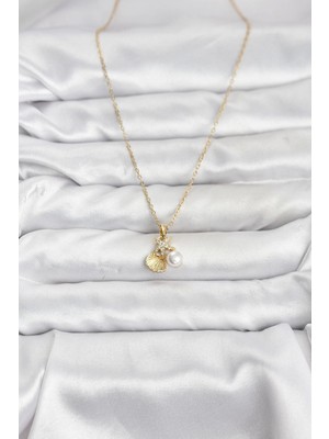 Senka Mey Ithalat® 316L Çelik Zincir Gold Renk Deniz Kabuğu ve Deniz Yıldızı Model Zirkon Taşlı Kadın Kol