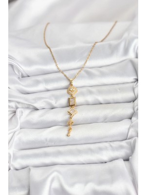 Senka Mey Ithalat® 316L Çelik Zincir Gold Renk Kutup Yıldızı Enerji Model Kadın Y Kolye