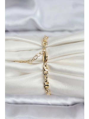 Senka Mey Ithalat® 14K Gold Renk Kaplama Zincir Model cm Kadın Bileklik