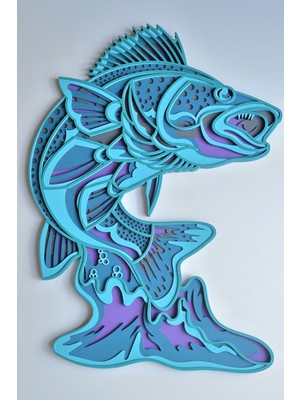 Aluradeco Balık Ahşap Duvar Dekoru El Işçiliği Boyama Deniz Temalı Duvar Süsü