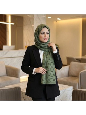 Revam Collection G Desen Çift Taraflı Pamuk Şal Yeşil