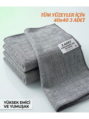 3'lü Ultra Emici Mikrofiber Temizlik Bezi Seti