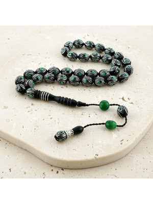 LTG Nova Blackcraft Oltu Taşı Damla Içi Damla Yeşil Tespih