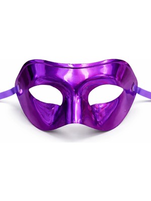 İlk El Grup Metalize Parlak Parti Maskesi Mor Renk 16X7 cm