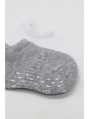 Senka Mey Ithalat® 2'li Sneakers Kaymaz Basic Penye Çorap 20103 Gri Beyaz