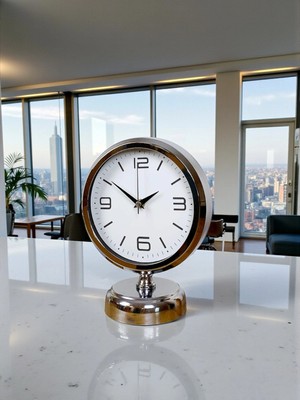 Senka Mey Ithalat® Line 25 x 20 cm Metal Krom Masa Saati