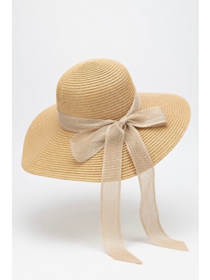 Mollycrush Kadın Hasır Şapka - Fiyonk Detaylı Geniş Kenarlı Güneş Koruyucu Yazlık Model