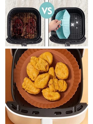 Senka Mey Ithalat® Renkli Isıya Dayanıklı Yıkanılabilir Silikon Fırın ve Airfryer Yuvarlak Pişirme Matı