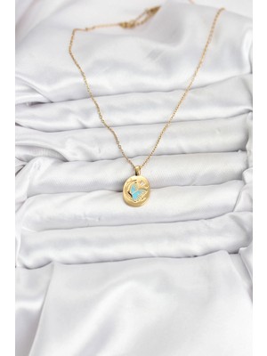 Senka Mey Ithalat® 316L Çelik Zincir Gold Renk Kelebek Figür Kadın Kolye