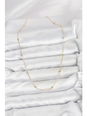Senka Mey Ithalat® cm 14K Gold Renk Minik Top Zincirli Kadın Kolye