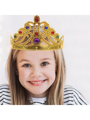 Senka Mey Ithalat® Altın Renk Plastik Prenses Tacı Kraliçe Tacı 60CM