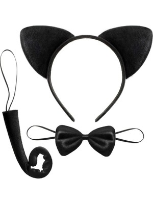 Senka Mey Ithalat® Kedi Kostüm Taç Kuyruk Papyon Seti 1 Adet