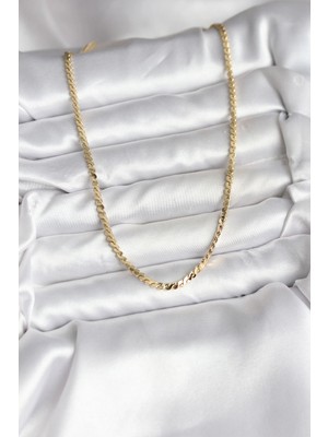 Senka Mey Ithalat® 14K Gold Renk Kaplama Ezme Yılan Zincir Model cm Kadın Kolye