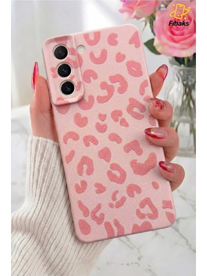 Fibaks Galaxy S21 Fe Kılıf Pembe Leopar Şık Tasarımlı Premium Ince Soft Silikon