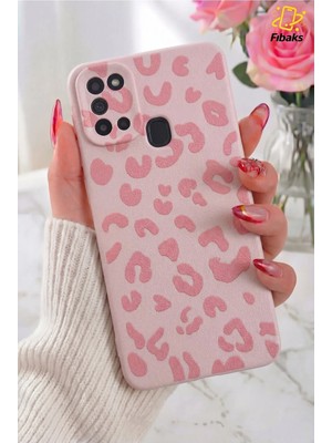 Fibaks Galaxy M31 Kılıf Pembe Leopar Şık Tasarımlı Premium Ince Soft Silikon
