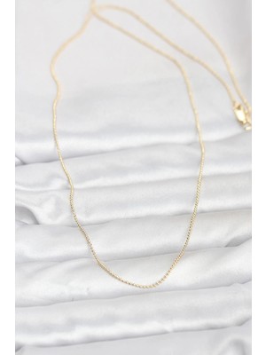 Senka Mey Ithalat® cm 14K Gold Renk Ince Top Zincirli 60 cm Kadın Kolye