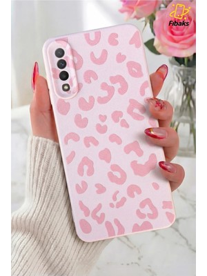 Fibaks Galaxy A70 Kılıf Pembe Leopar Şık Tasarımlı Premium Ince Soft Silikon