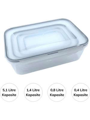 Senka Mey Ithalat® 4lü Iç Içe Sızdırmaz Contalı Kilitli Kapaklı Plastik Erzak Saklama Kapları LC315