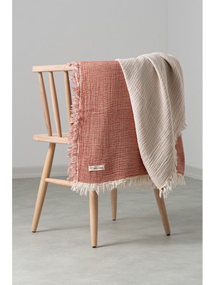 %100 Pamuk Çift Kişilik Müslin Battaniye/yatak Örtüsü 210X225, Hafif, Nefes Alabilir, Çift Taraflı, Tarçın Renk Rikka Home