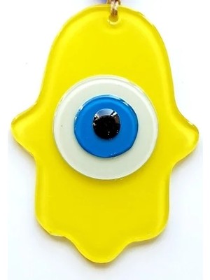 İlk El Grup Ieg™ Nazar Boncuklu Sarı Fatma Ana Bereket Eli Cam Duvar Süsü