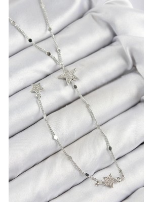 İlk El Grup Ietaks™ Pirinç Zirkon Taşlı Yıldız Model Gümüş Renk Y Kolye