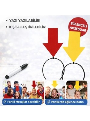 İlk El Grup Ieg™ Kişiselleştirilebilir Ok Işaretli Mesaj Tacı (2’li Set Sarı-Kırmızı)