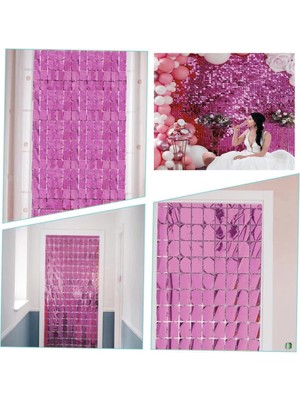 Senka Mey Ithalat® Ekstra Metalize Rose Gold Renk Disko Dikdörtgen Kesim Kapı Perdesi Dekorasyon 1x2 Met
