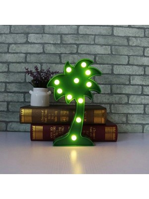 Senka Mey Ithalat® Palmiye Dekoratif Pilli Ledli Masa ve Duvar Ası Aydınlatması