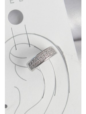 İlk El Grup Ietaks™ Pirinç Gümüş Renk Zirkon Taşlı Kıkırdak Model Kadın Küpe