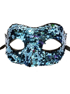 Senka Mey Ithalat® Mavi Renk Payetli Pullu Parti Maskesi Balo Venedik