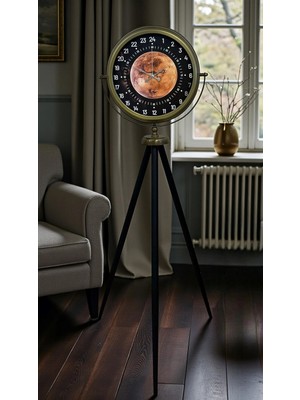 Senka Mey Ithalat® Eskitme 24 Saat Göstergeli Özel Tasarım Tripod Ayaklı Saat