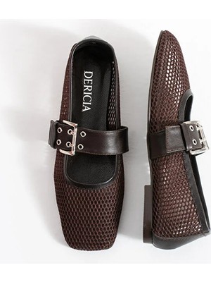 Dericia Shoes Radiant Kadın Günlük Rahat Fileli Hakiki Deri Detaylı Babet