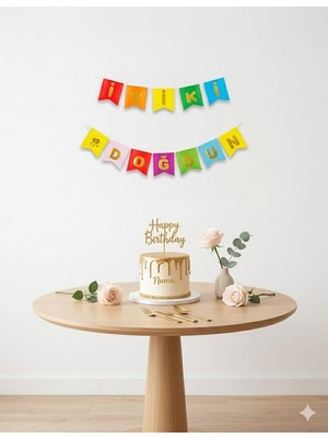 Deha Parti Kağıt Banner Iyi Ki Doğdun Karışık Zemin Altın Varaklı