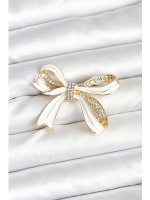 İlk El Grup Ietaks™ Beyaz Renk Fiyonk Model Broş